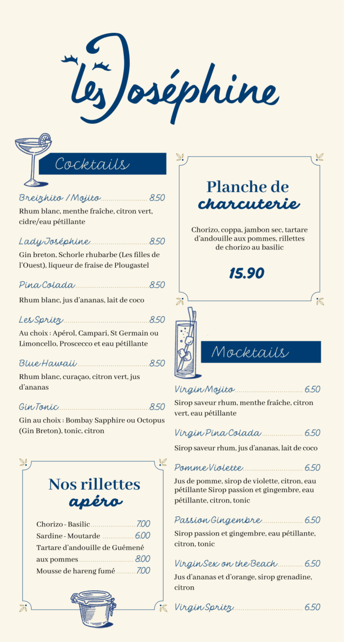 Carte des cidres, bières bretonnes et jus artisanaux